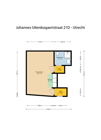 Floorplan - Johannes Uitenbogaertstraat 21D, 3553 VM Utrecht